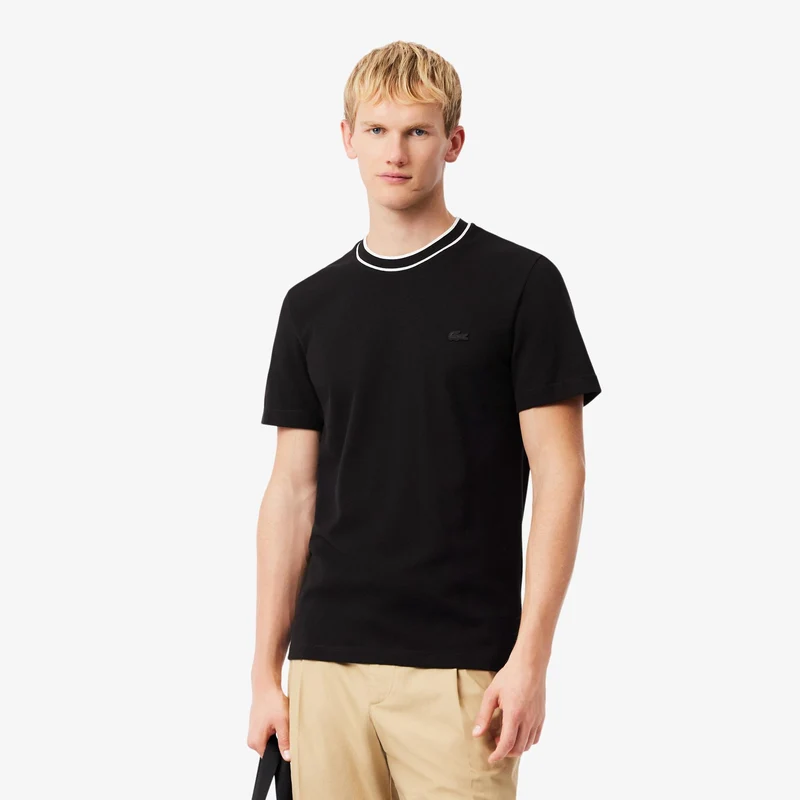 art. th8174: t-shirt girocollo con contrasto di colore sul colletto