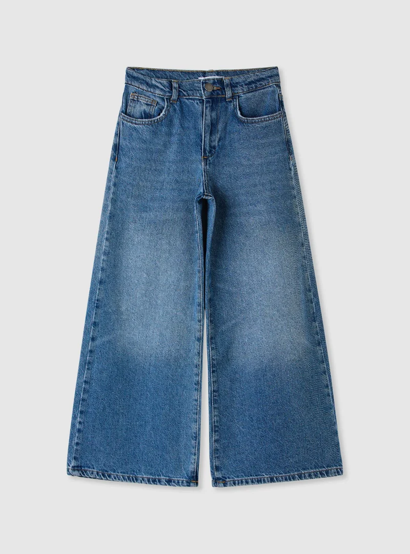 Jeans wide leg con strass