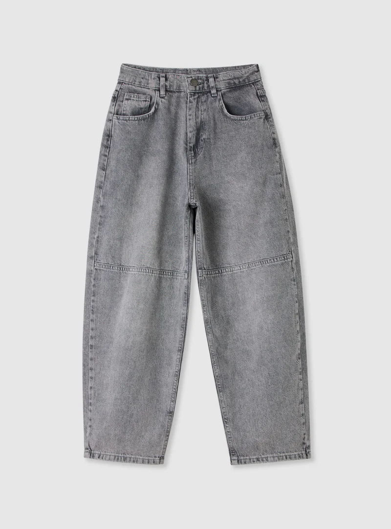 Jeans barrel lunghi a tinta unita