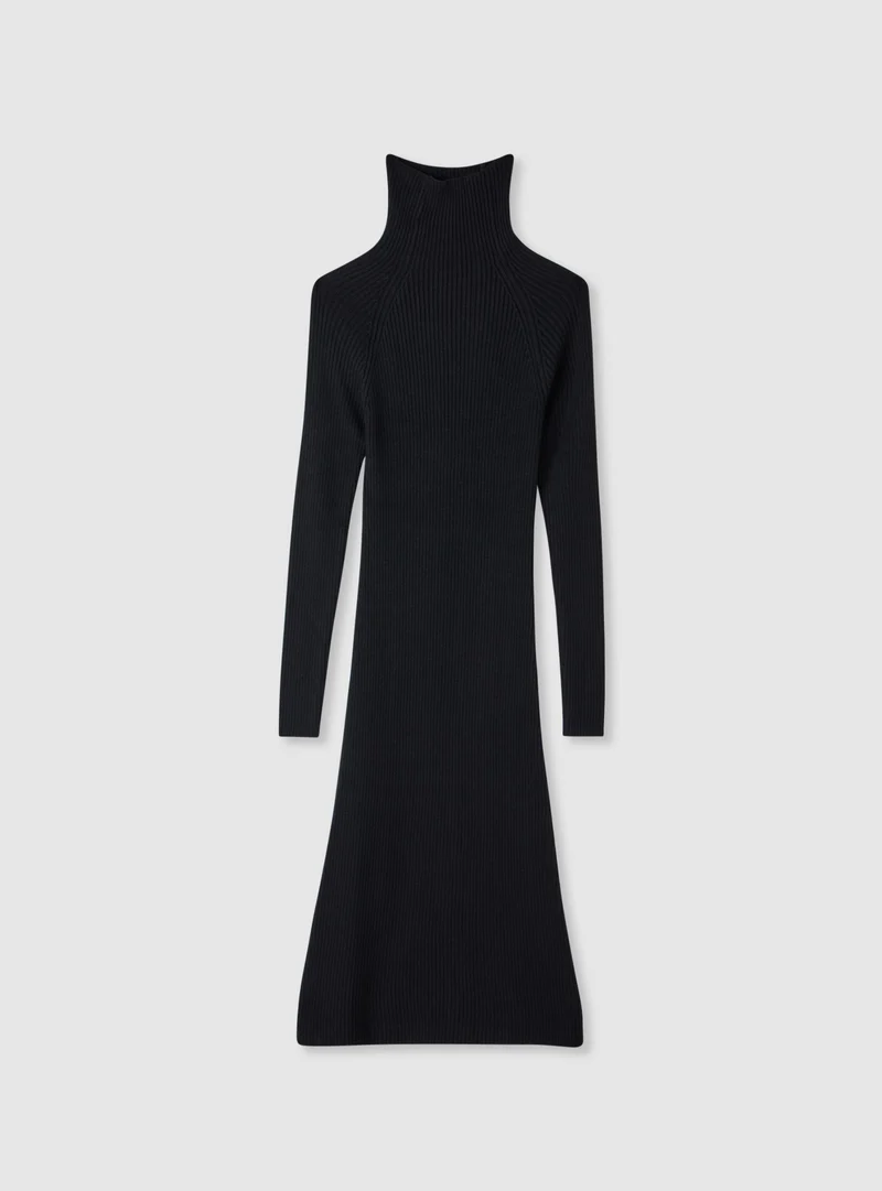 Vestito midi a costine dolcevita