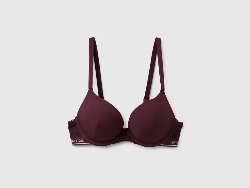 Reggiseno imbottito con coppe a costine