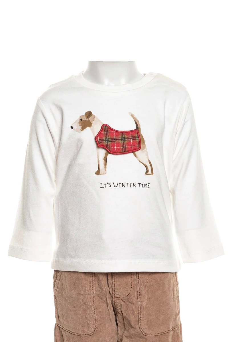 - T Shirt Mayoral Printed Dog Da Bambino Panna