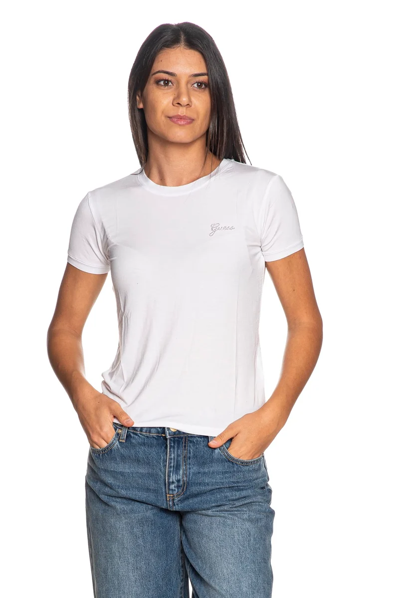 T Shirt Guess New Mini Logo Donna Bianca W6YI12 K3751