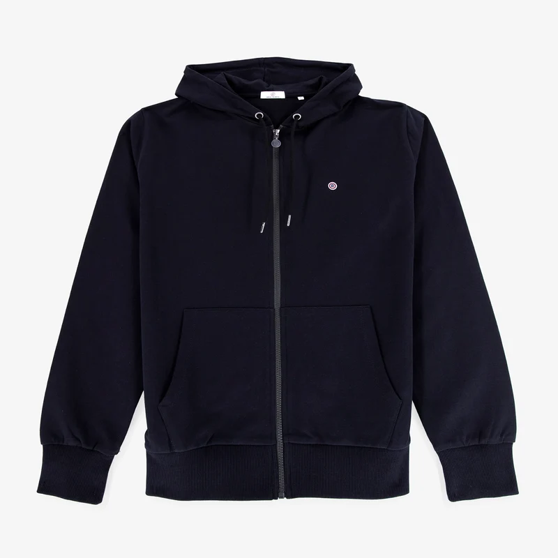 Sweat zippé à capuche Sidney en coton bleu marine
