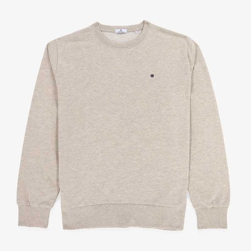 Sweat col rond Swim en coton beige chiné