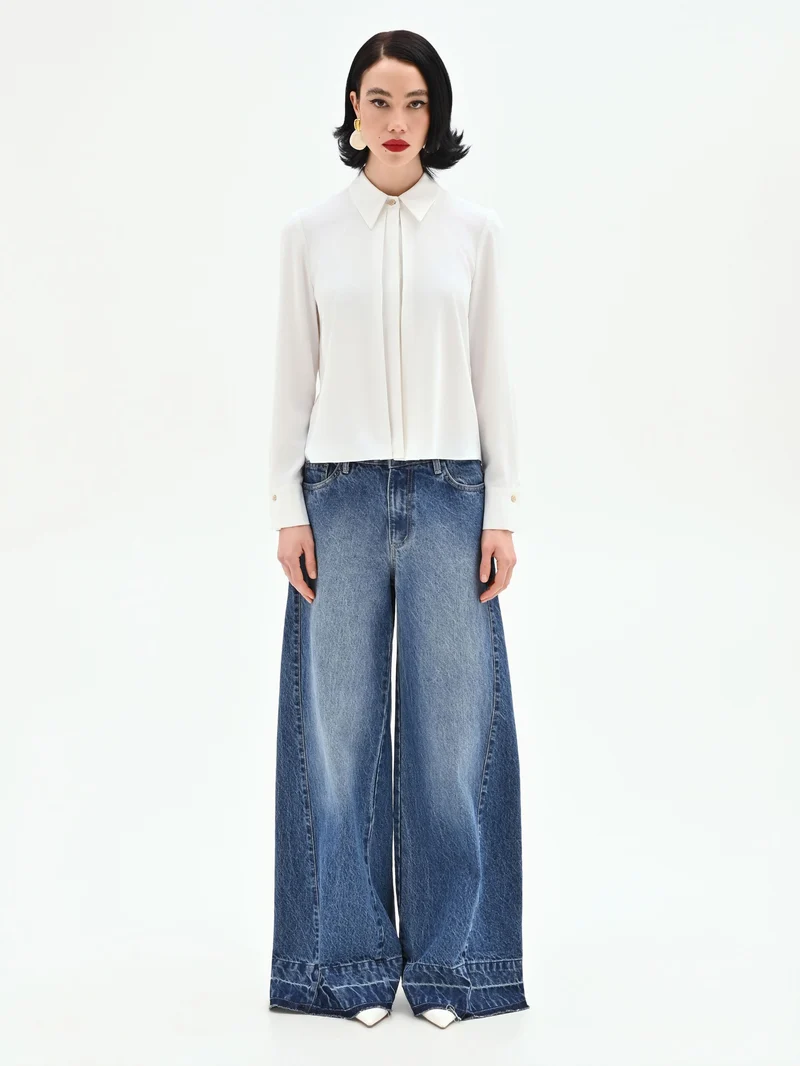 Camicia panna bianco dalla linea fluida