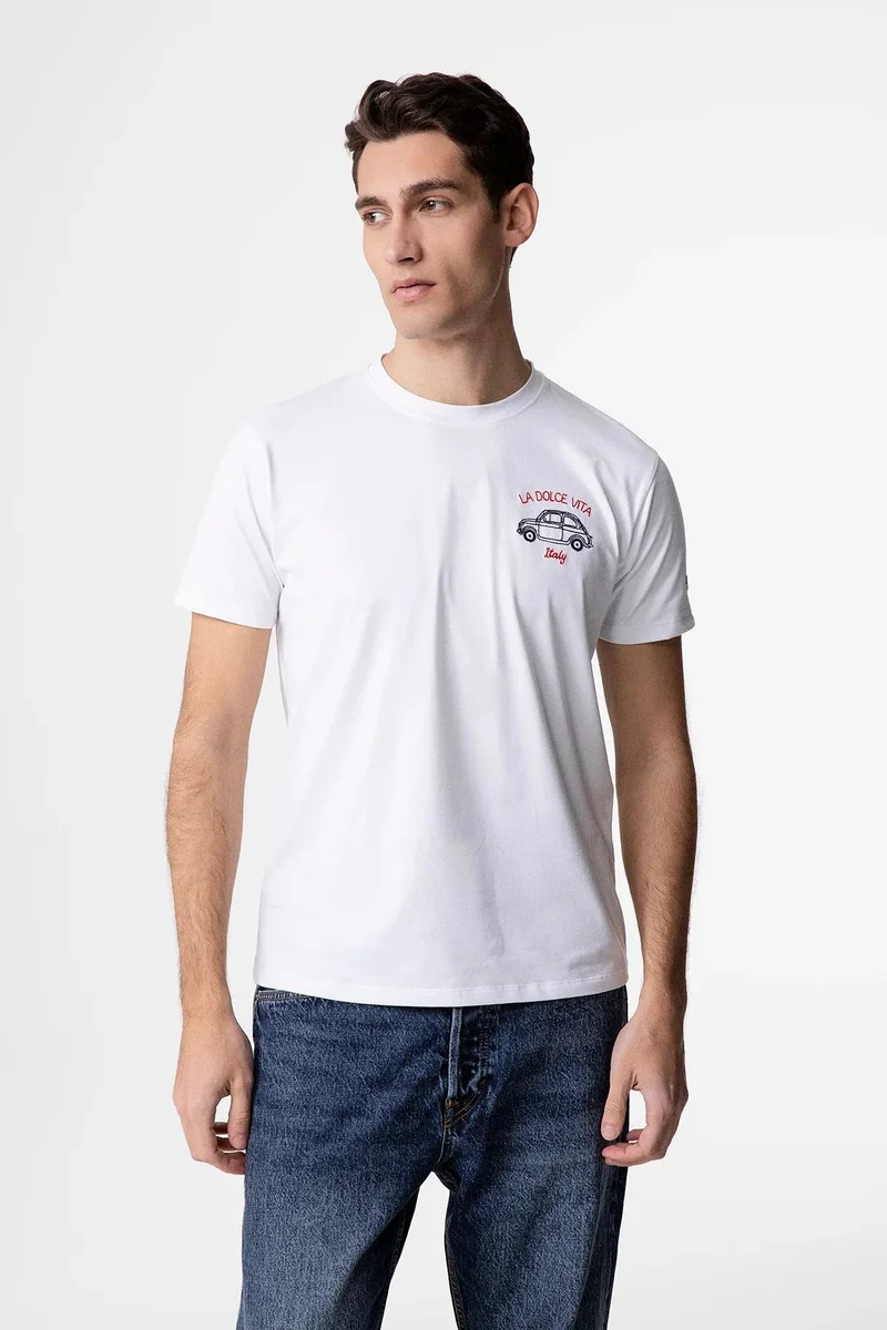 t-shirt con ricamo lato cuore la dolce vita