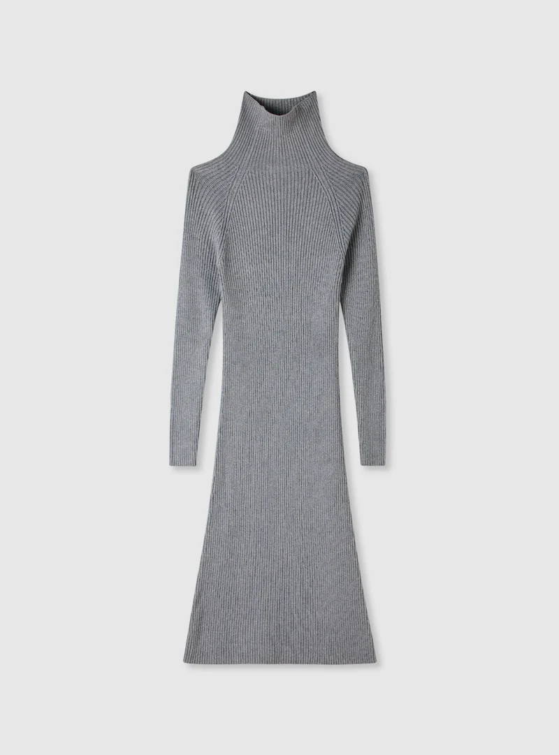 Vestito midi a costine dolcevita