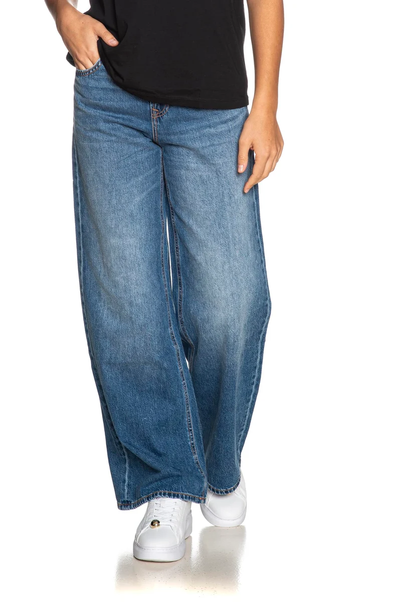 Jeans Tiffosi Celine Wide Leg Da Donna Denim Blu Medio