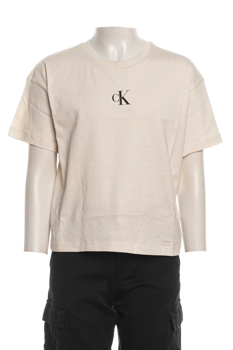 T Shirt Calvin Klein Ck Mono Boxy Ss Tee Da Bambina Light Beige