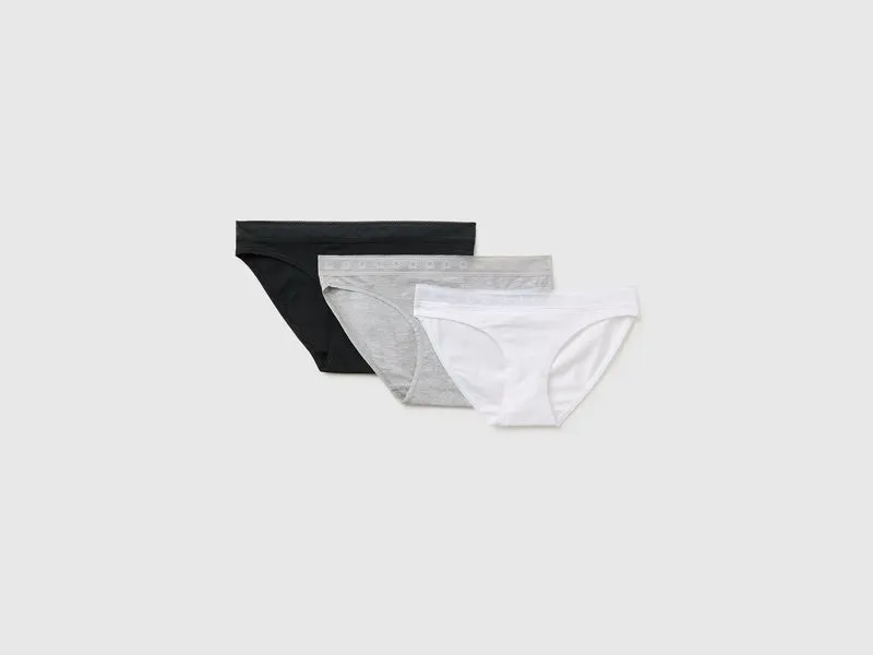 Tre slip con elastico in mesh logato