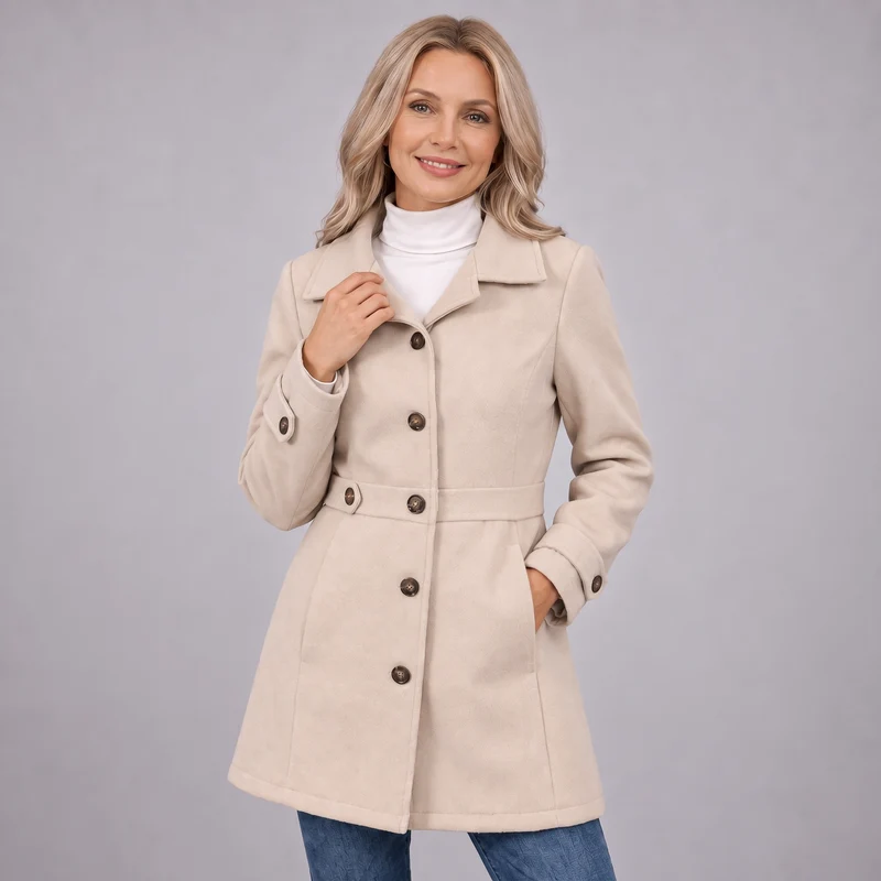 Women's Elegant Wool-Blend Coat for Timeless Style and Comfort