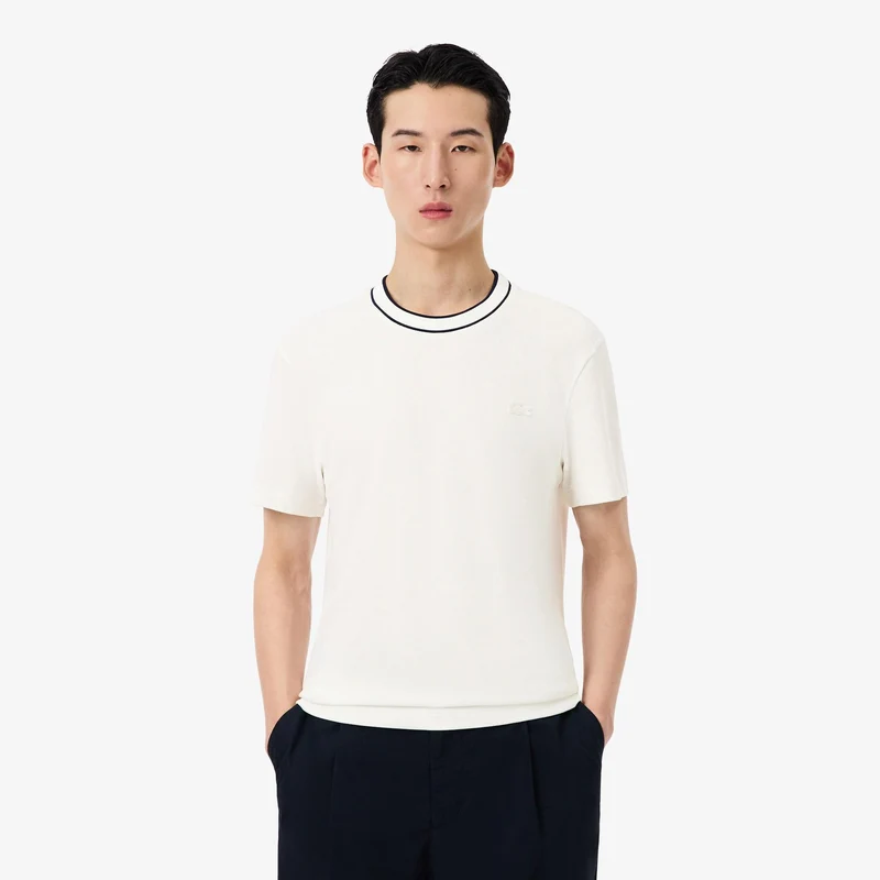 art. th8174: t-shirt girocollo con contrasto di colore sul colletto