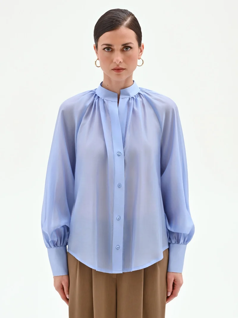 Camicia azzurro cielo in lyocell
