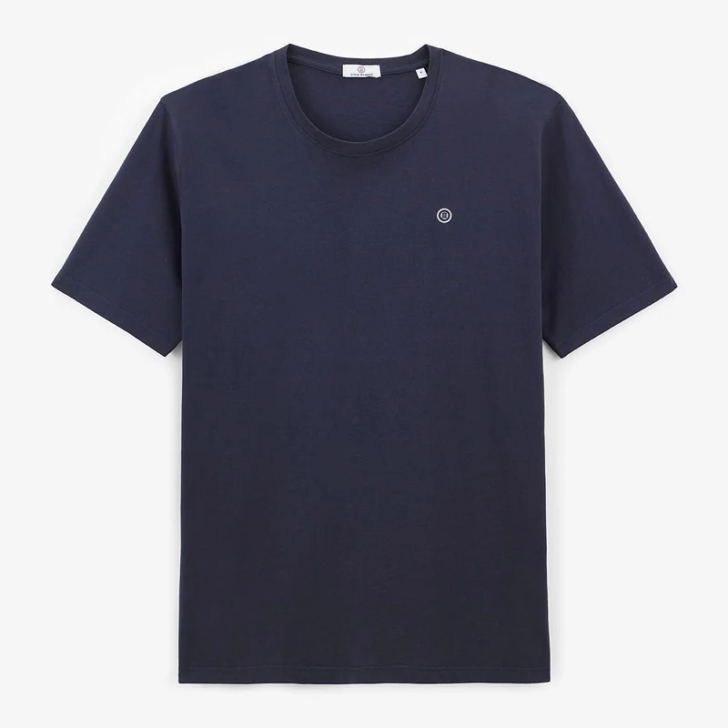 T-shirt manches courtes col rond 100% coton bleu marine Théo