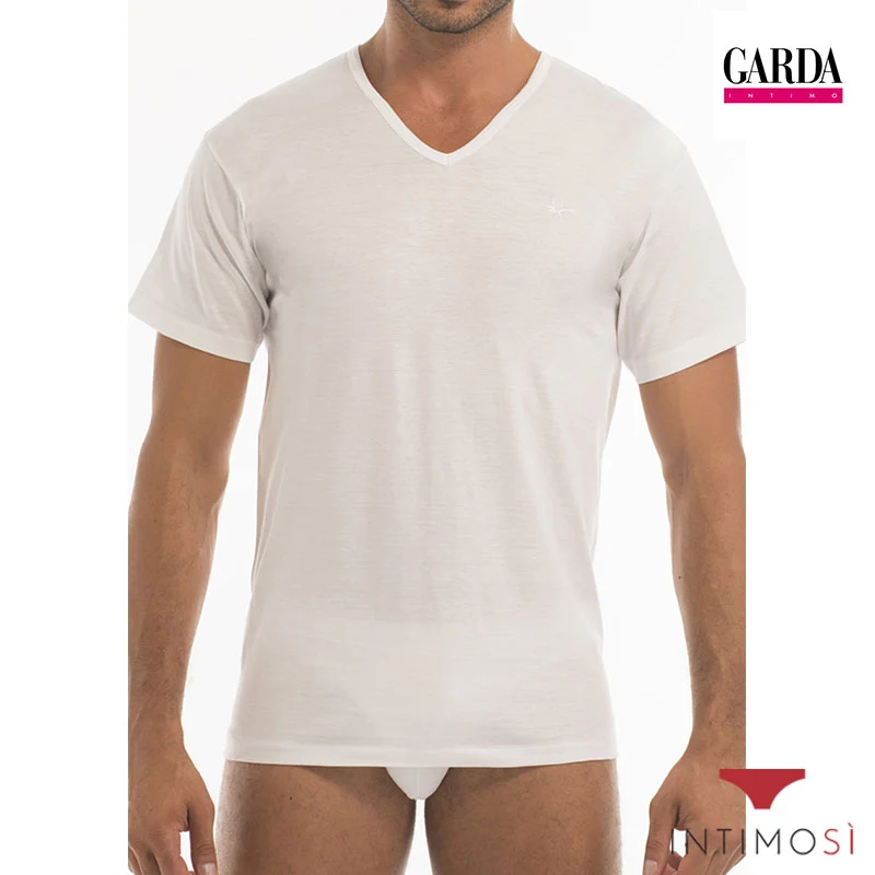 Maglia uomo manica corta scollo V in filo di scozia Conf. 3 Pz | Garda 0036