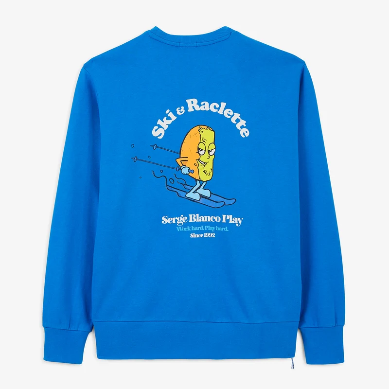 Sweat col rond imprimé bleu Ski & Raclette SBPLAY