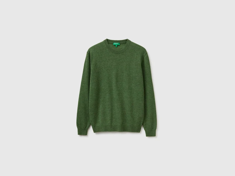 Maglia verde mélange in pura lana Merino