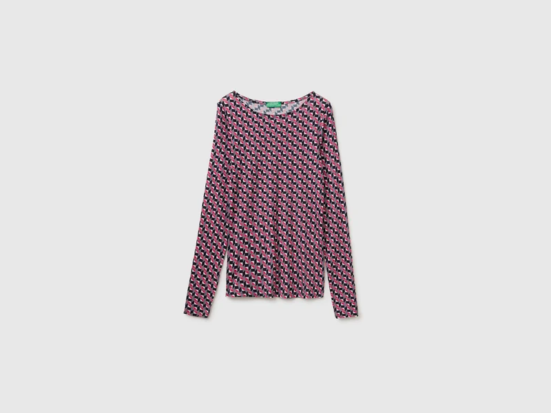 T-shirt fantasia in misto lana