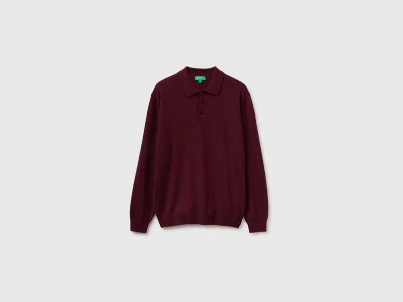 Polo bordeaux in pura lana Merino