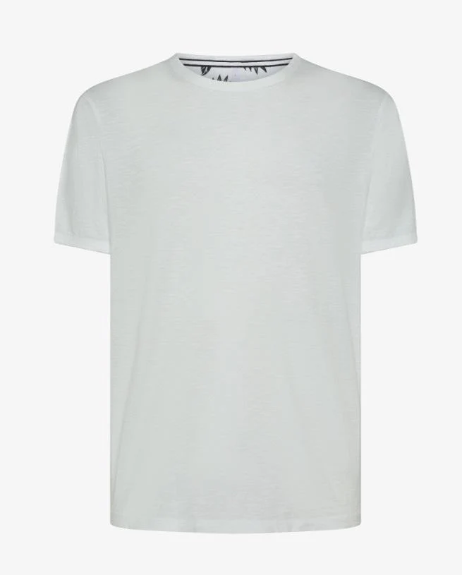 art. t35118: t-shirt round bottomjersey in cotone, maniche corte, girocollo con interno collo floreale