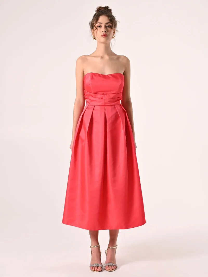 Abito Bustino a Ruota in Twill Camelia