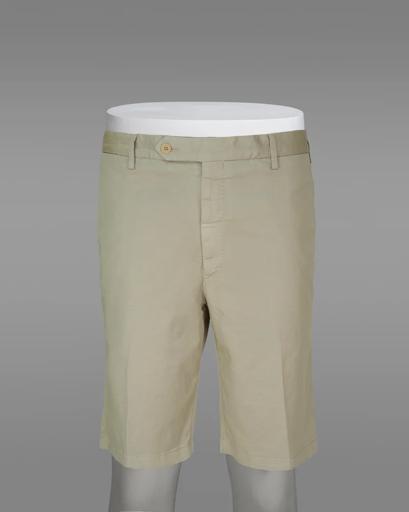 Light beige cotton elastan sport bermuda