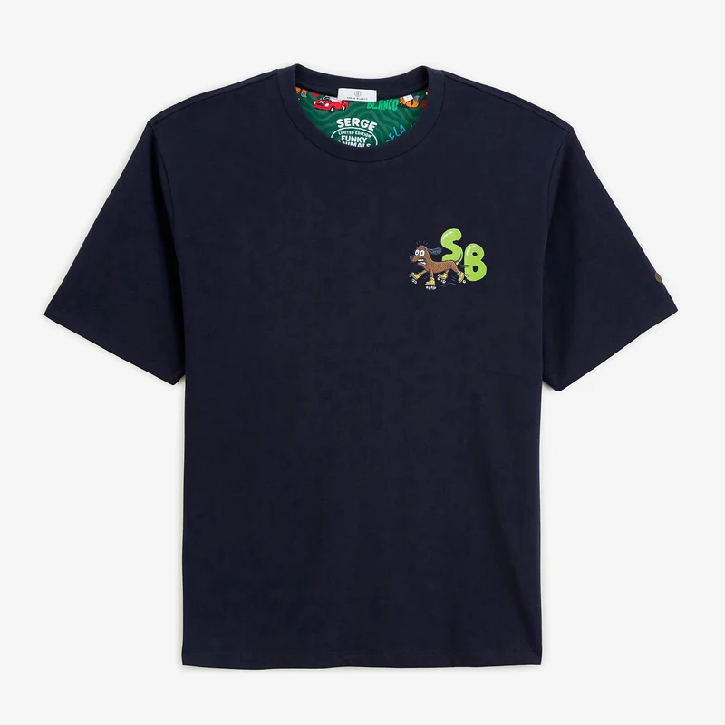 T-shirt manches courtes coton bleu marine foncé Funky Animals Thor