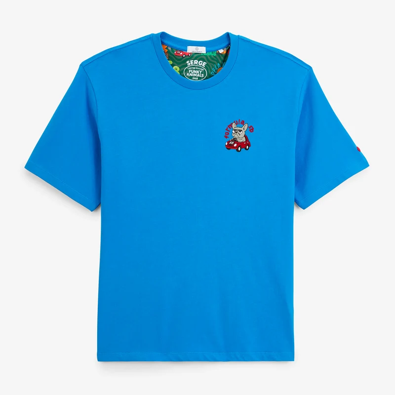 T-shirt manches courtes coton bleu roi Funky Animals Thor