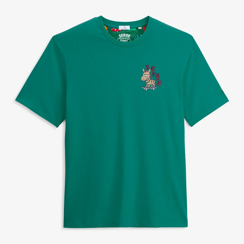 T-shirt manches courtes coton vert Funky Animals Thor