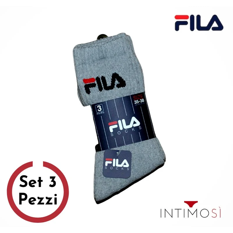 Calza spugna tennis unisex sportiva con logo set da 3 | Fila F9505
