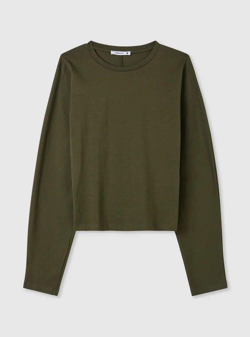 T-shirt a maniche lunghe a tinta unita