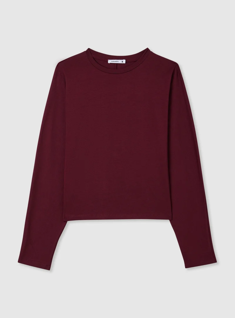 T-shirt a maniche lunghe a tinta unita