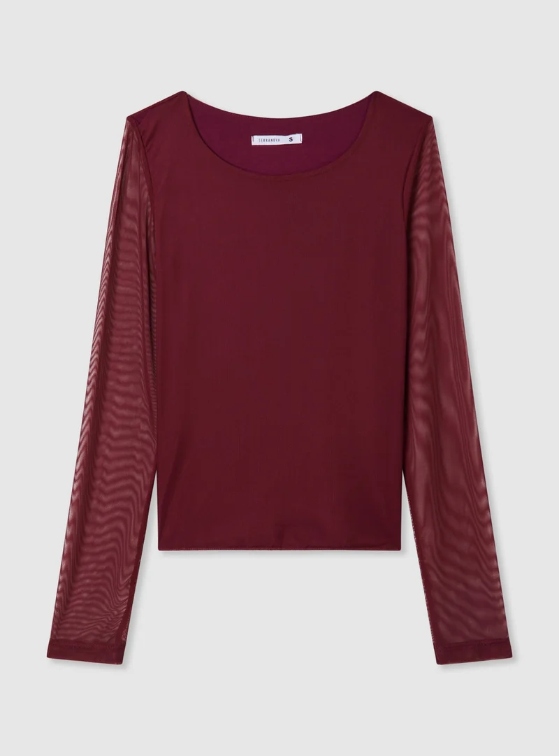 T-shirt in tulle a tinta unita