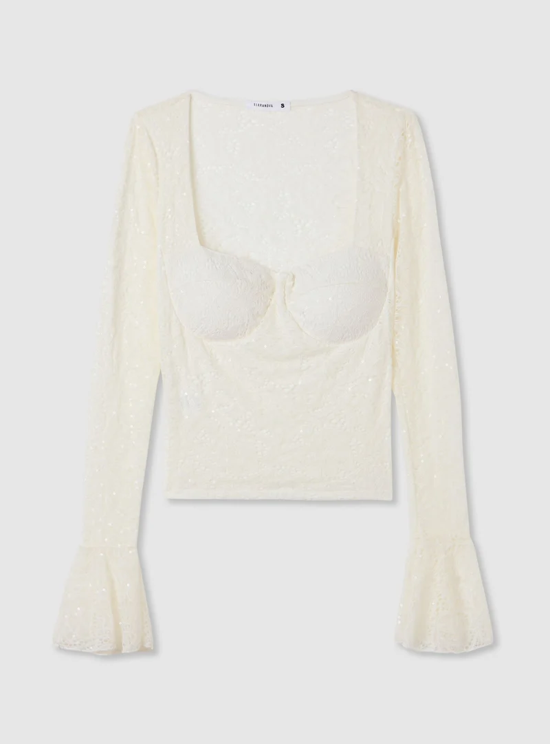 Top corsetto in pizzo con paillettes
