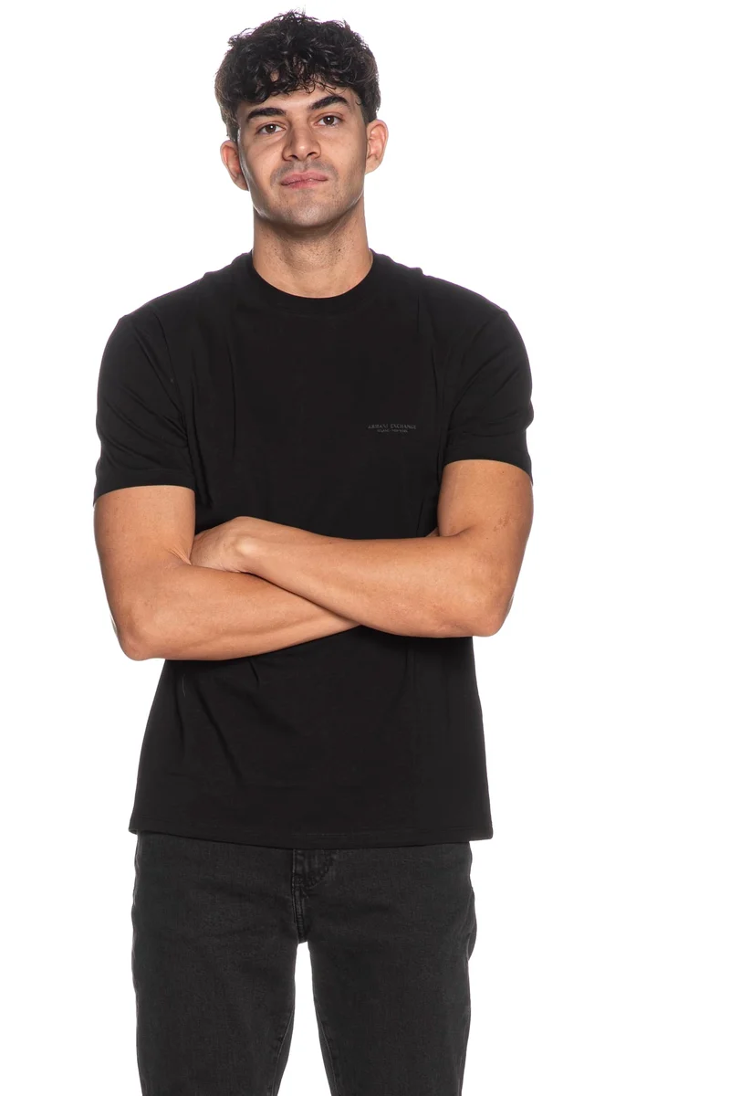 T-Shirt Armani Exchange Uomo Nero Crew Pixel Logo Reg Tee