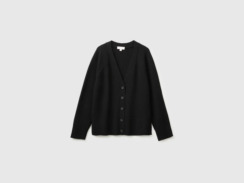 Cardigan over fit in misto lana
