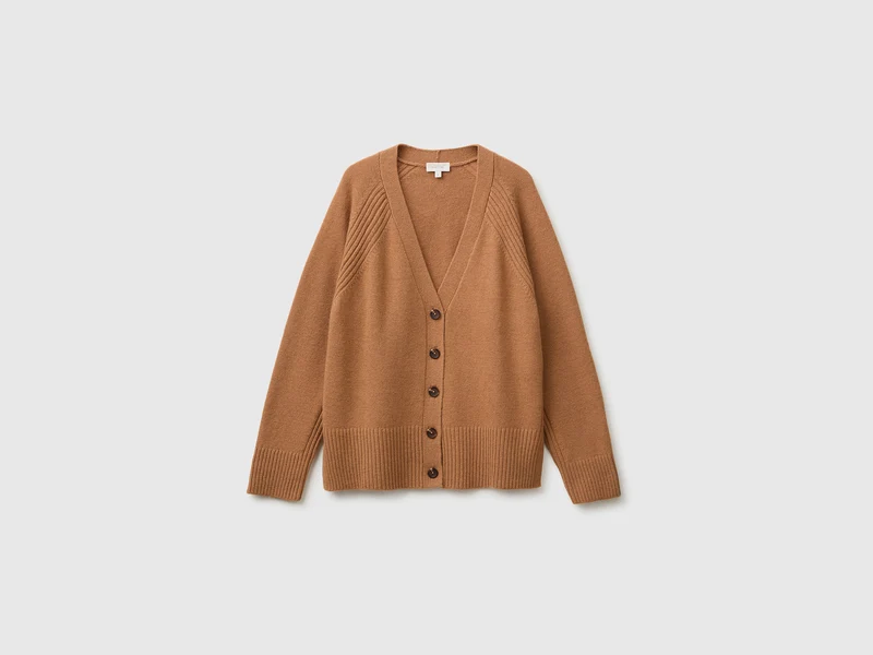 Cardigan over fit in misto lana