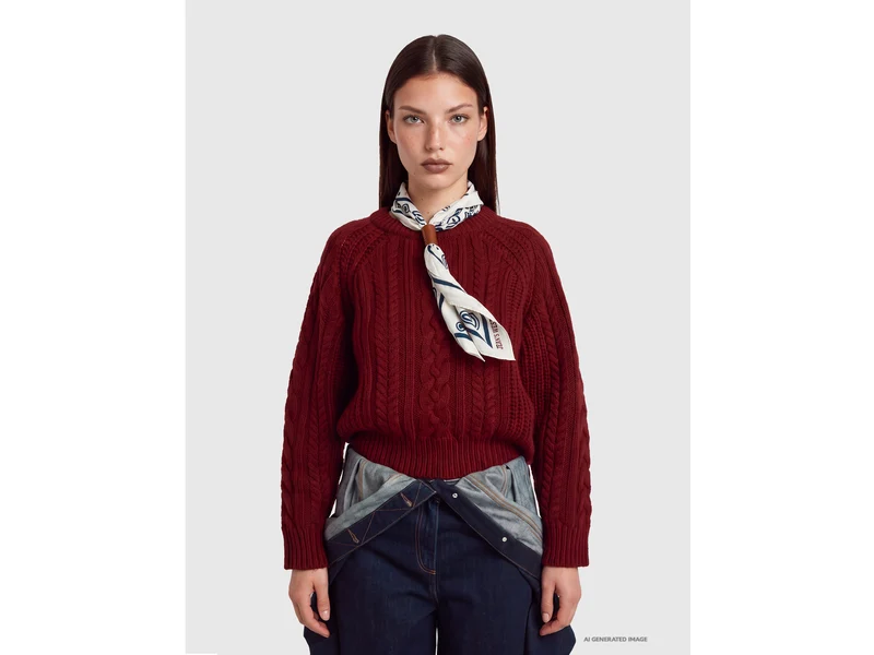 Maglia a trecce 100% lana