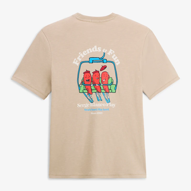 T-shirt manches courtes coton beige sable Friends & Fun SBPLAY