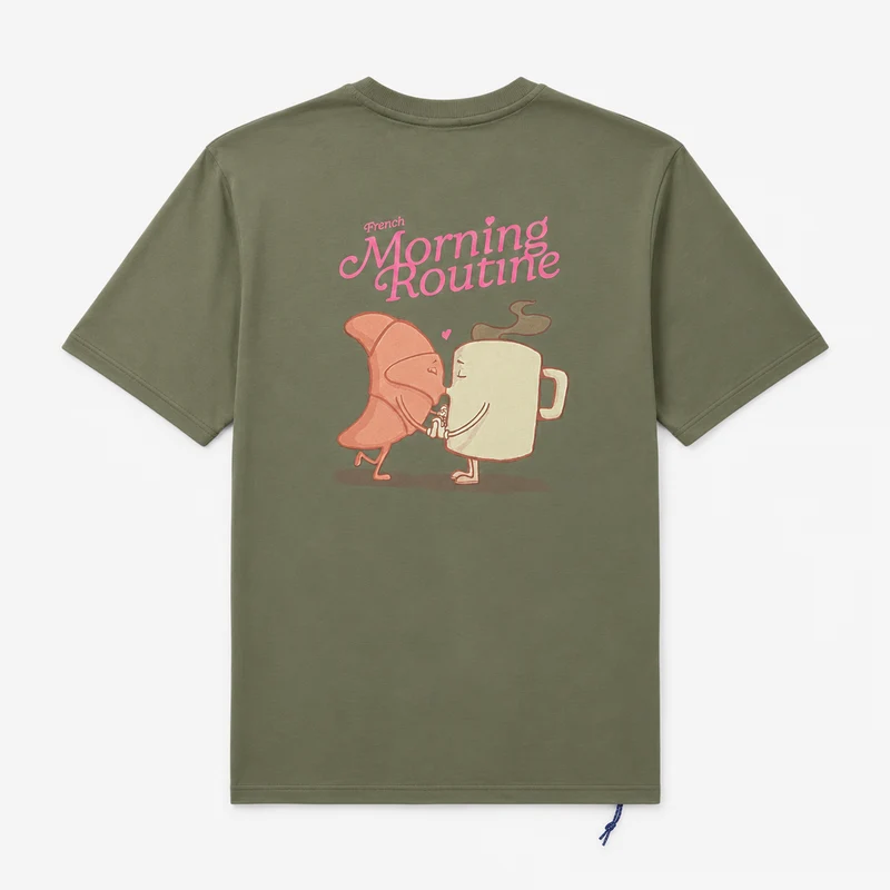 T-shirt manches courtes oversize taupe French Morning Routine SBPLAY