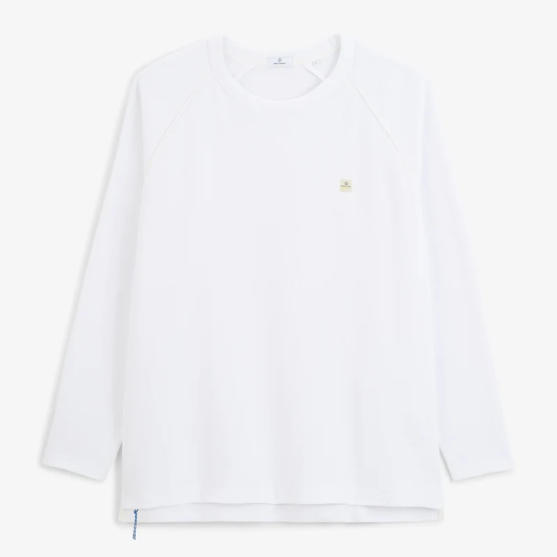 T-shirt manches longues coton gaufré col rond blanc SBPLAY
