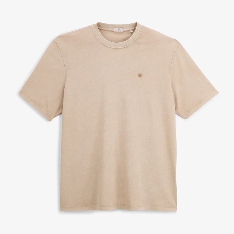 T-shirt manches courtes coton beige effet vieilli Théo