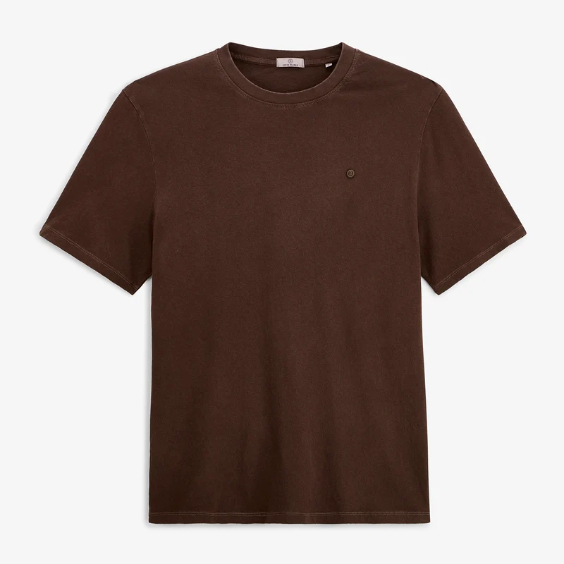 T-shirt manches courtes coton marron effet vieilli Théo