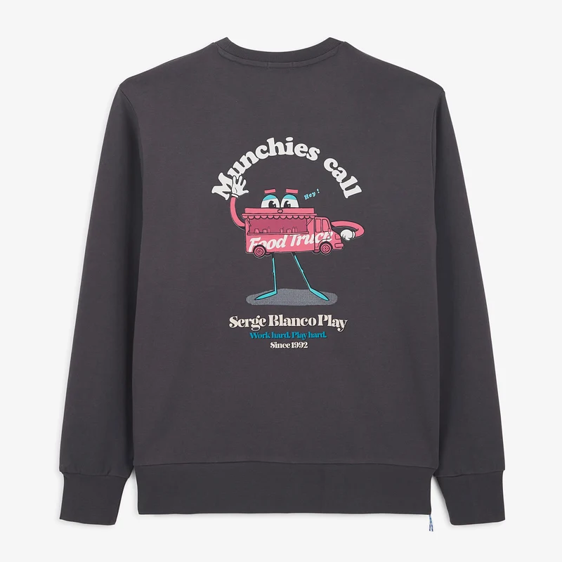 Sweat col rond imprimé gris Munchies Call SBPLAY