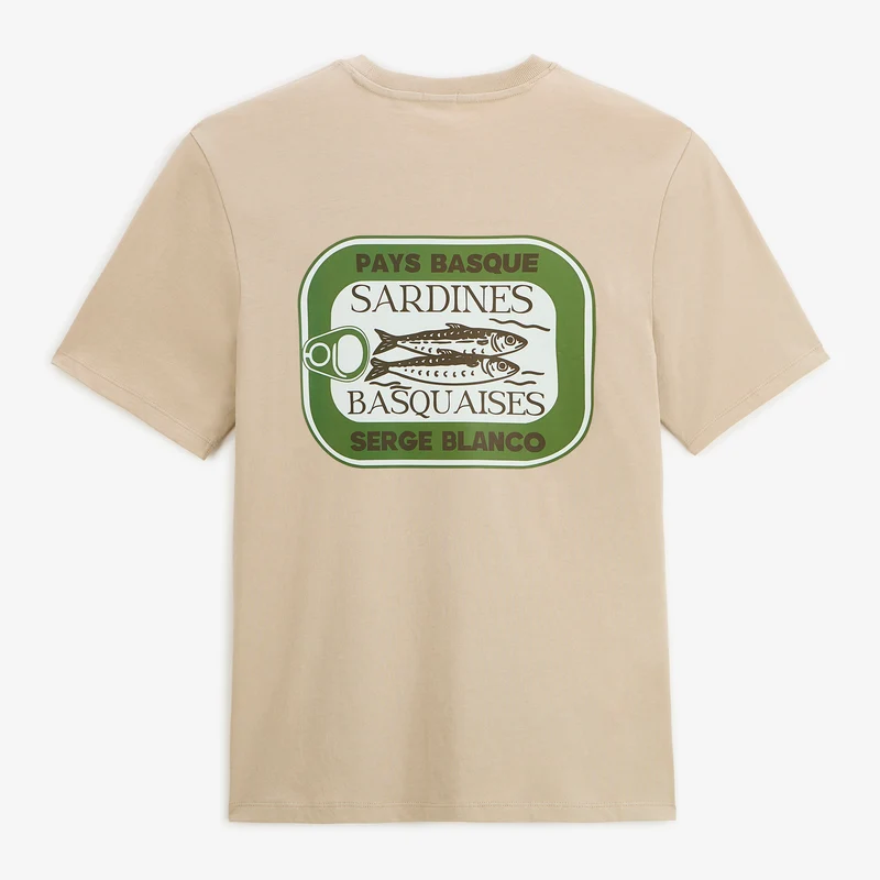 T-shirt manches courtes coton beige Sardines Basquaises Théo