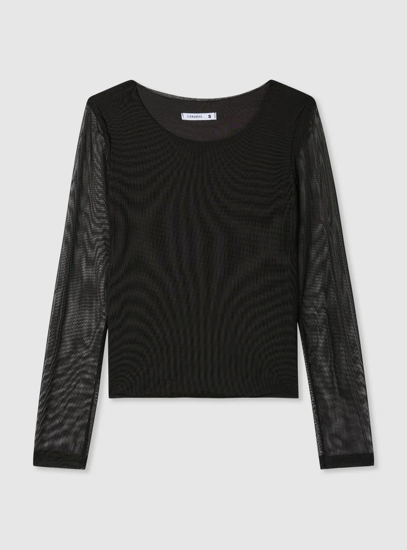 T-shirt in tulle a tinta unita