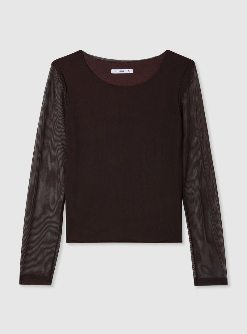 T-shirt in tulle a tinta unita