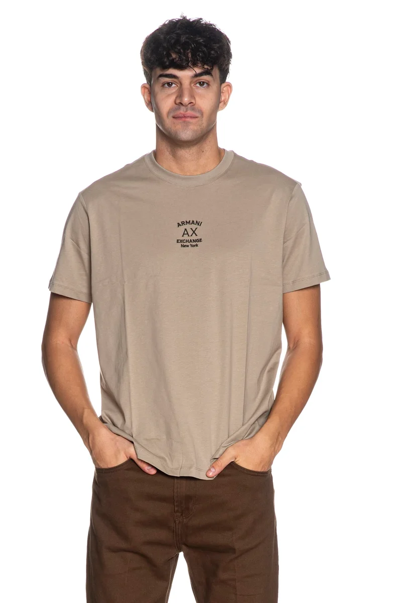 T Shirt Armani Exchange Crew Emb Logo Ss Reg Tee Da Uomo Beige