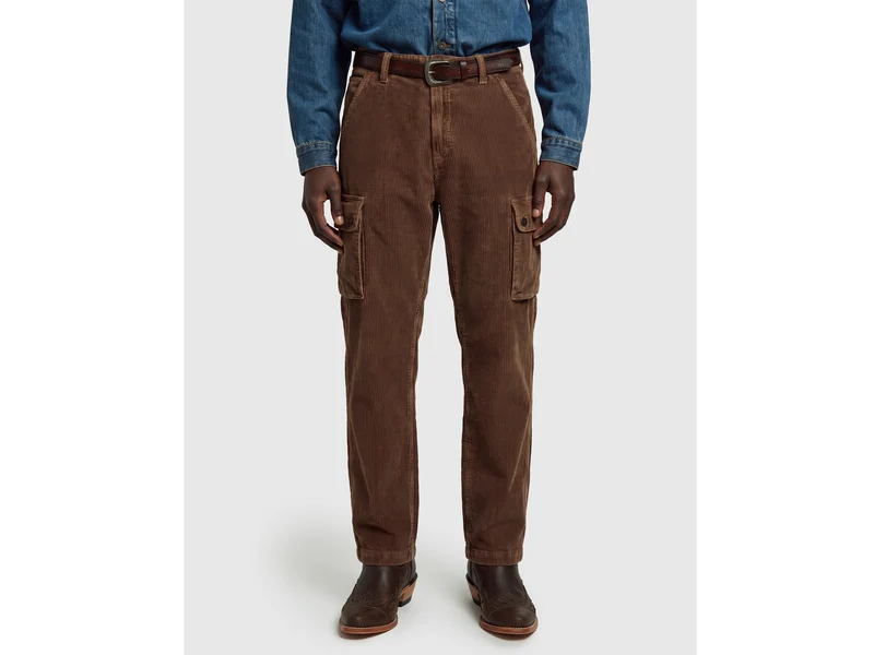 Pantaloni cargo in velluto a coste effetto used